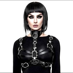 NWT Killstar Pentagram Faux Leather Harness Top